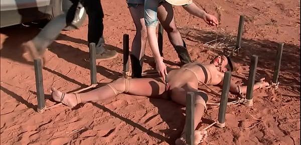  Couple anal fuck bound slut in desert